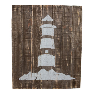 Paneel mit Leuchtturm Holz Vintage, mit Aufhängung     Groesse: 50x60cm - Farbe: braun/weiß