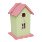 Maison doiseau  bois Color: vert/rose Size: 16x16x26cm