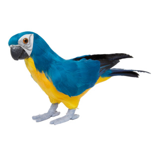 Papagei, stehend Styropor mit Federn Größe:36x13cm Farbe: blau/gelb    #