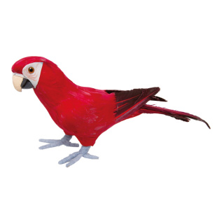 Papagei, stehend Styropor mit Federn     Groesse: 36x13cm - Farbe: rot