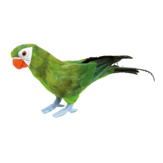 Papagei, stehend Styropor mit Federn     Groesse: 36x13cm - Farbe: grün