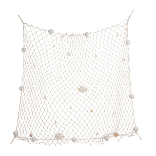 Fischernetz Baumwolle, mit Ø6cm Styropor Kugeln     Groesse: 150x150cm - Farbe: natur