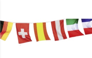 Flaggenkette Europa Teilnehmer aus Stoff 15x22cm/L:6,90m